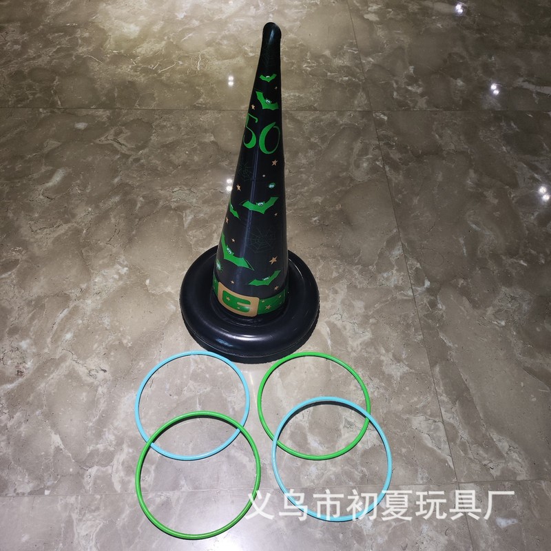 ハロウィン用インフレータブル魔術師帽子リング、PVC製子供用投げ帽子リングゲーム、投げ輪投げおもちゃ|undefined