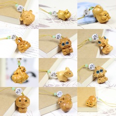 Creative and Cute Male and Female Chinese Zodiac Keychain Phone Pendant Collectible Craftsmanship Wholesale YaBo Wood Carving