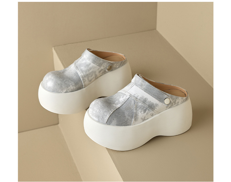 Dép cao gót platform đế dày 8 cm phong cách Trung Hoa, mũi kín, xỏ lười, hai kiểu mặc — màu xanh nhạt chi tiết 22