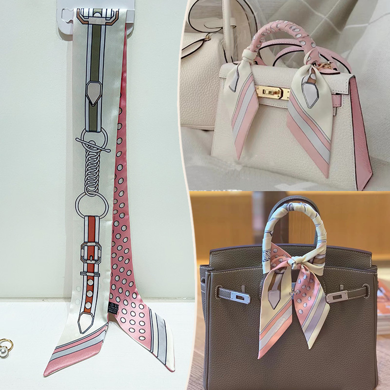 H family new 2024 imitation silk wrapping bag strap bag handle silk scarf binding bag ribbon decorative small ribbon