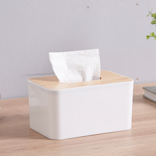 竹木盖抽纸盒印刷LOGO酒店餐厅桌面纸巾盒定制广告logo塑料收纳盒