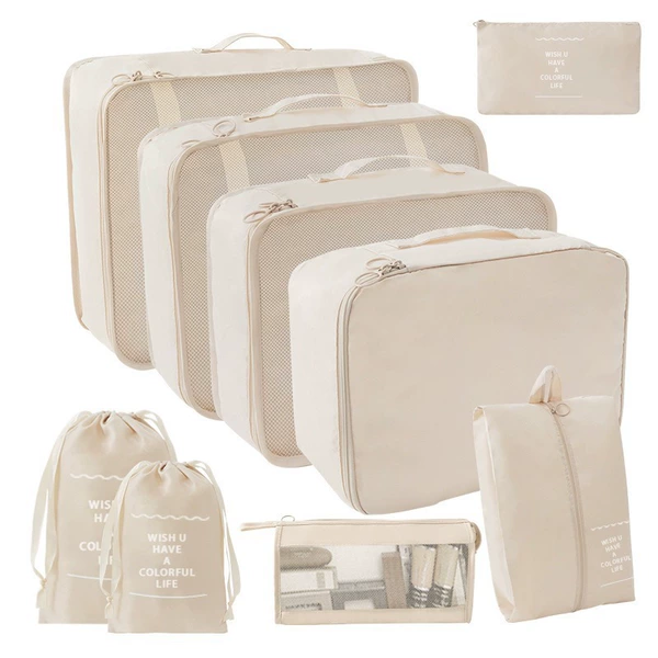 Beige cosmetic bag, set