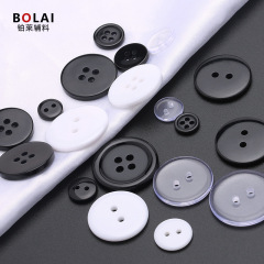 Wholesale resin suit jacket buttons, two-eye wide edge thin edge trench coat coat buttons, black round hand-sewn buttons