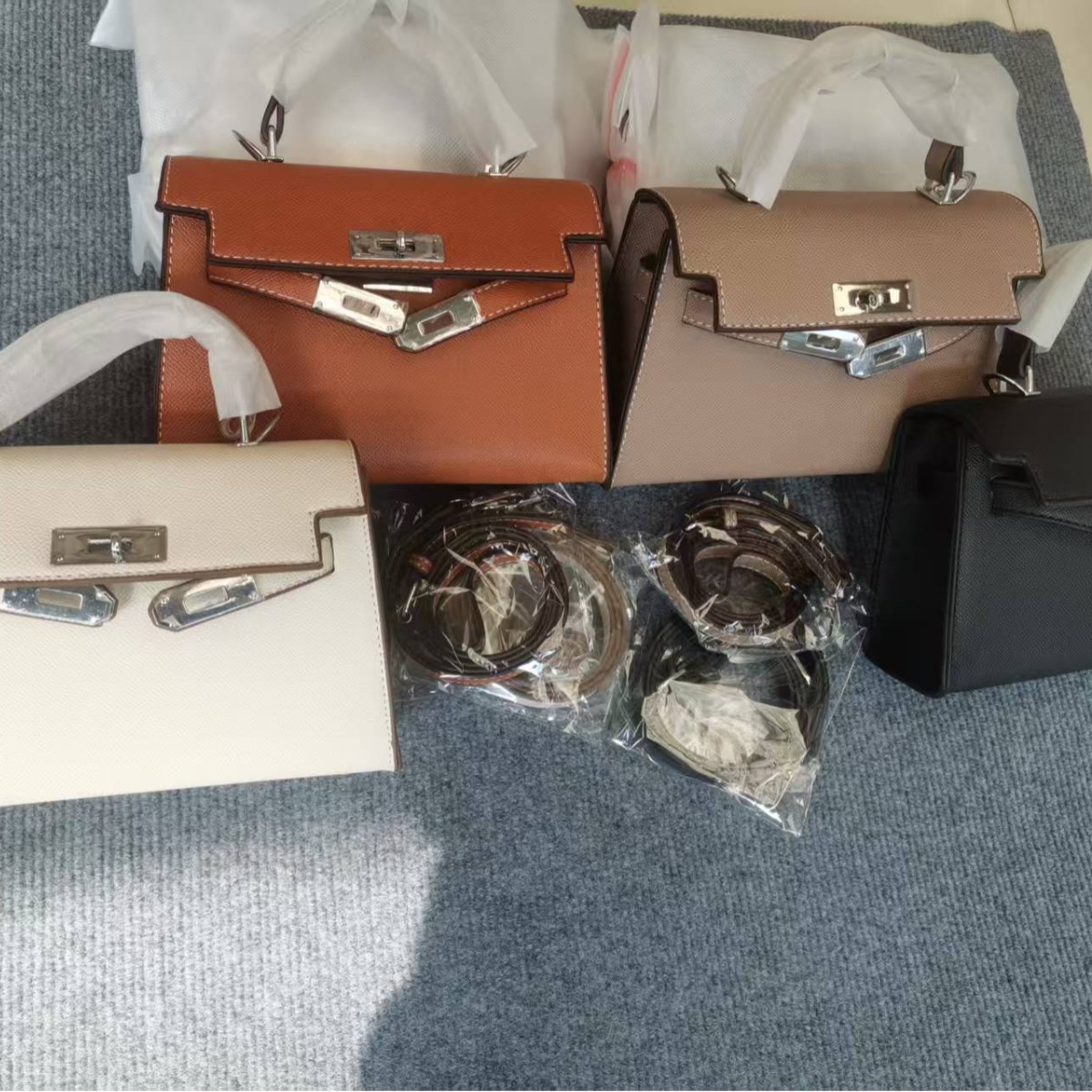 实拍新款百搭银扣凯莉包斜挎时尚潮流单肩手提二代凯莉包跨境批发