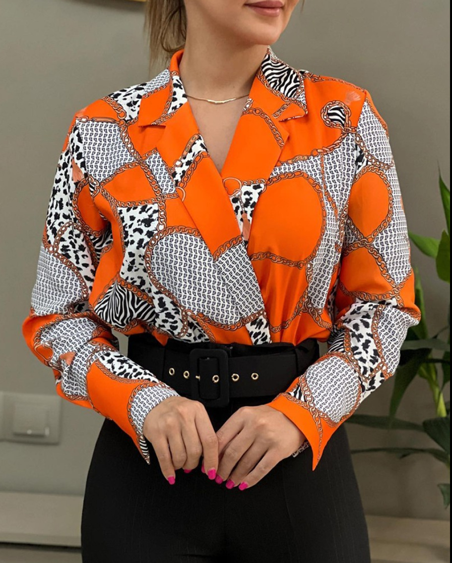 Camiseta Holgada de Manga Larga con Cuello en V y Estampado para Mujer, Estilo Informal, Otoño 2025, Éxito de Ventas en Wish y Amazon
