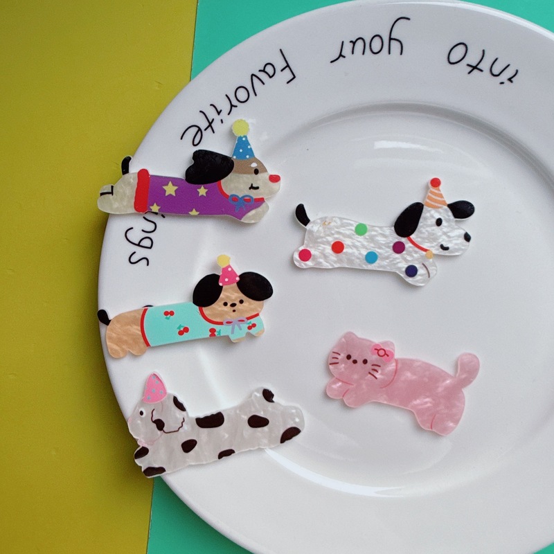 漫画の長い子犬と猫のアクリルアクセサリー弓ナイフとフォーク DIY 帽子手作り携帯電話ケースパッチ靴|undefined
