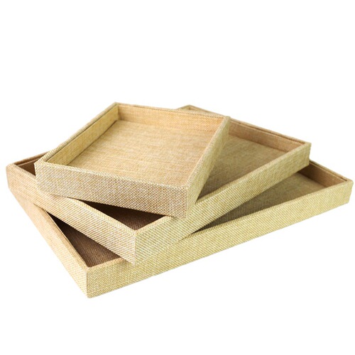 Linen jewelry box, flax look, showcase ring and necklace tray, grid tray, pendant tray, jewelry stand, accessory display
