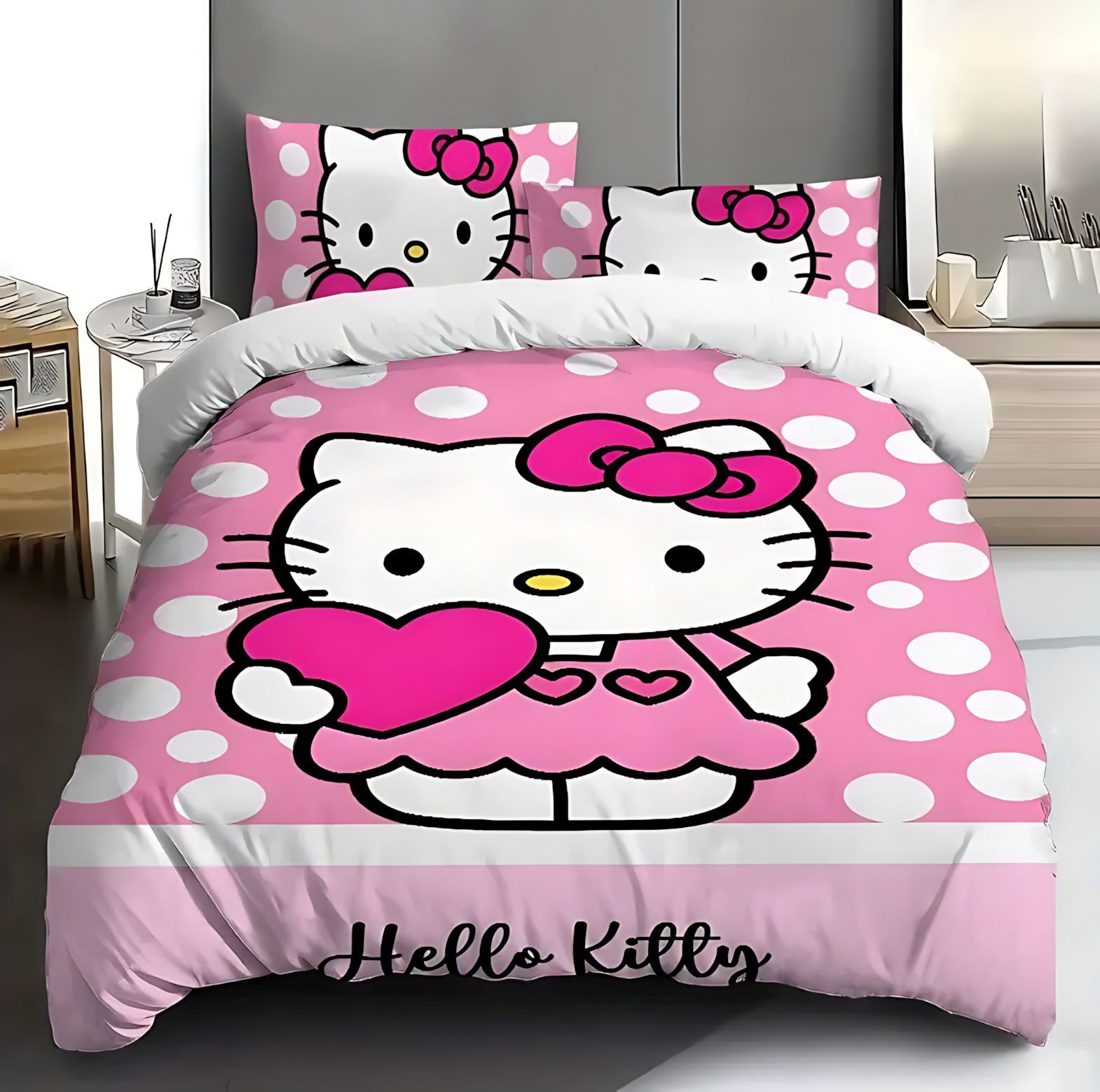 TEMU / JITHELLO KITTY Serie temática de Kitty Kit de edredón de impresión digital 3D universal para todas las estaciones