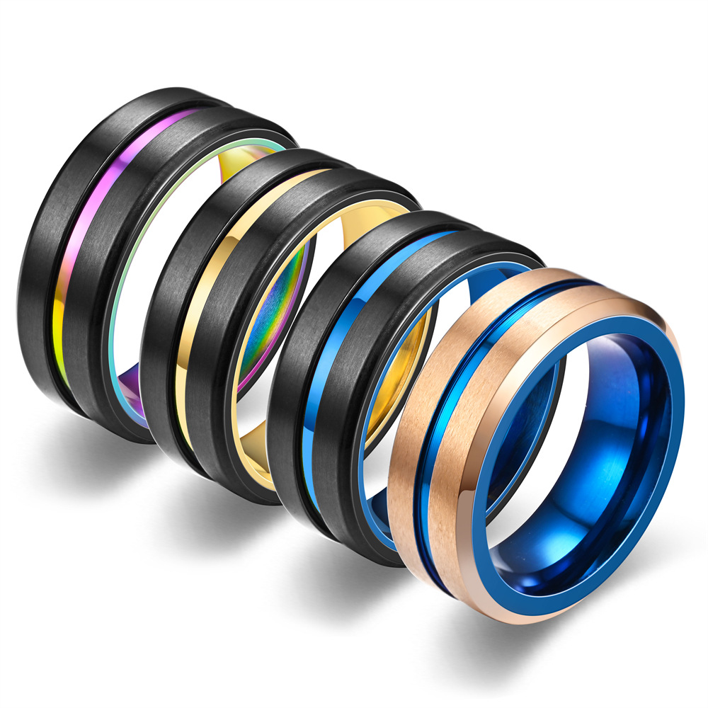 10g Weight Rings Classification 13, 6, 7 Ring Size Simple Style Color Block Stainless Steel Unisex Rings
