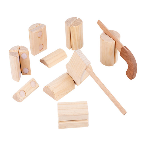 Children's simulated firewood splitting game early education baby simulated wood chopping wooden playset cut cut look Velcro toy