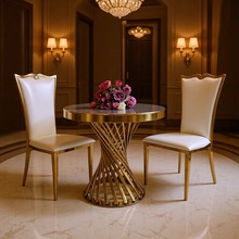 不锈钢钛金饭桌小蛮腰蛋糕桌婚庆装饰家具餐厅酒店宴会蛋糕桌