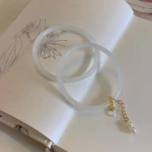 White tea poetry collection step by step imitation chalcedony jingle bracelet temperament niche ins bracelet butterfly ring safety buckle