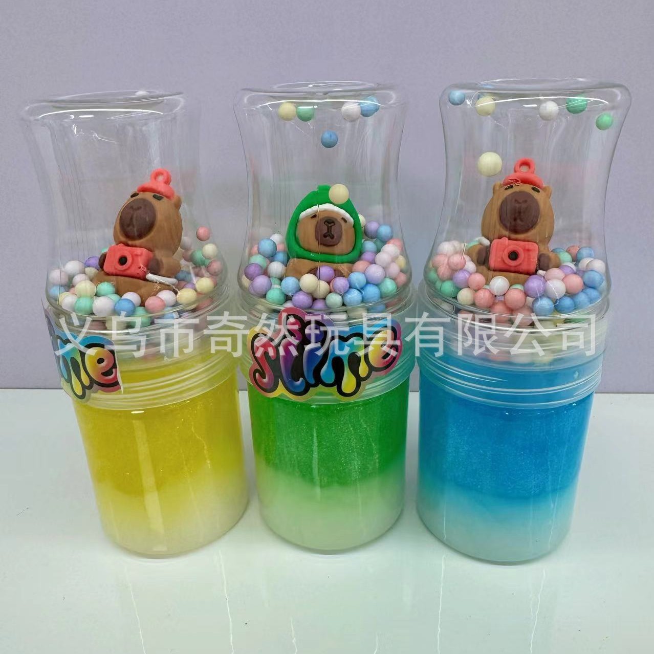 Transfronterizo directo creativo Slime doble pieza tridimensional muñeca capibara colorido barro juguetes para niños descompresión ventilación image 3