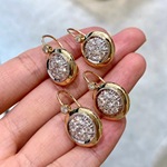 复古钻石耳环 18k黄白金8围1光边耳拍