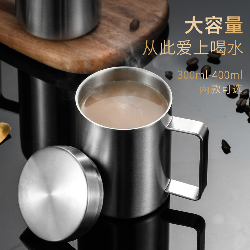 Xiyijia 316 Stainless Steel Mug Household Double Layer Heat Insulated Children's Cup Business Office Water Cup with Handle and Lid
