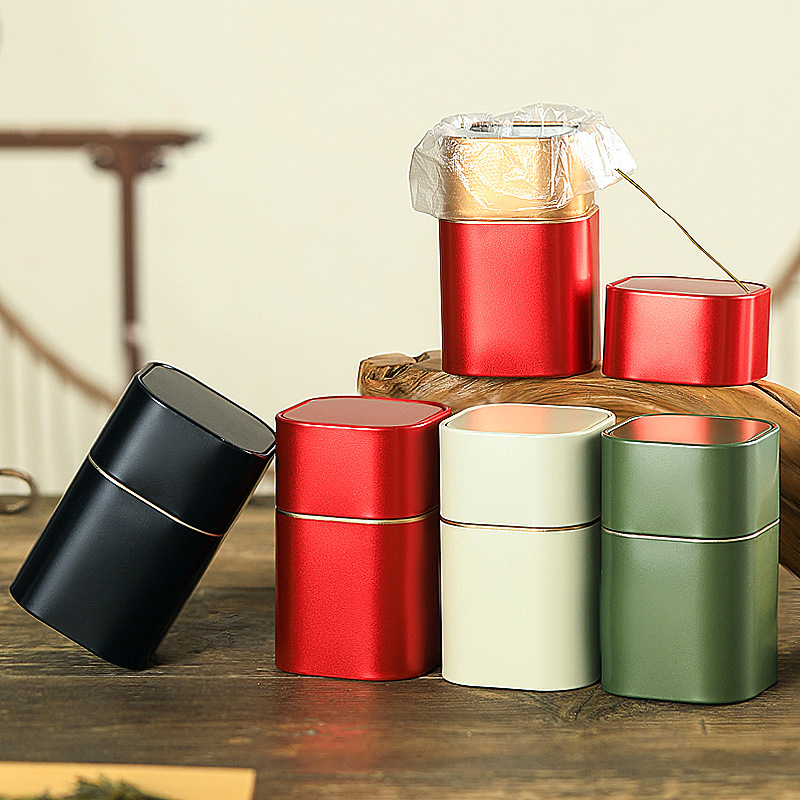Portable Tin Tea Can 50g Jin Jun Mei Tea Can with Sealable Betel Nut Can Simple Solid Color Tea Iron Can Customizable