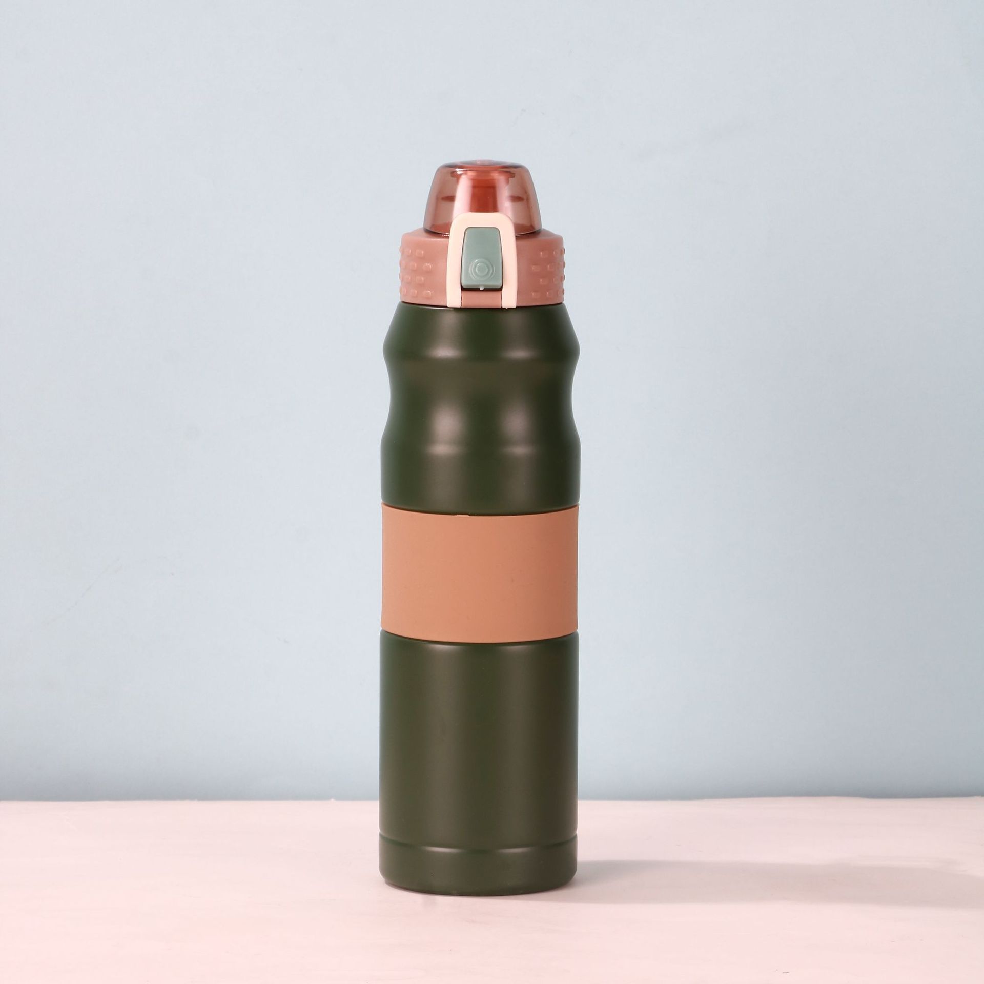 Taza térmica 304 de acero inoxidable con tapa abatible, diseño elegante y portátil, modelo transfronterizo femenino