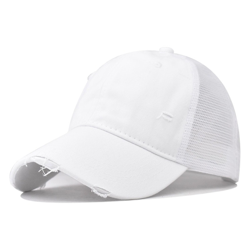 Cross-border 12-color puro algodón lavado viejo rasgado gorra de béisbol al aire libre versátil personalizado color sólido gorra de malla