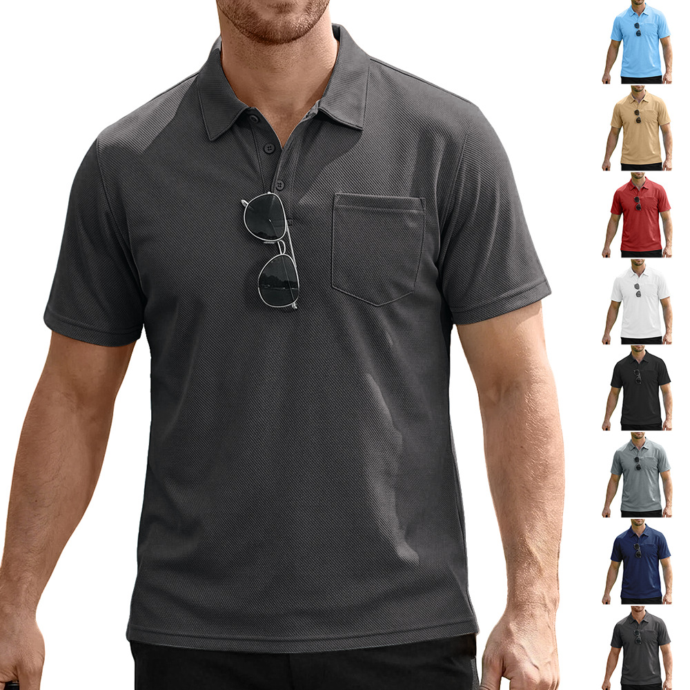 Europa y Estados Unidos transfronterizos hombre polo de verano con solapa de mangas cortas transpirables piel deportiva casual moda de hombre de mangas cortas hombre image 1