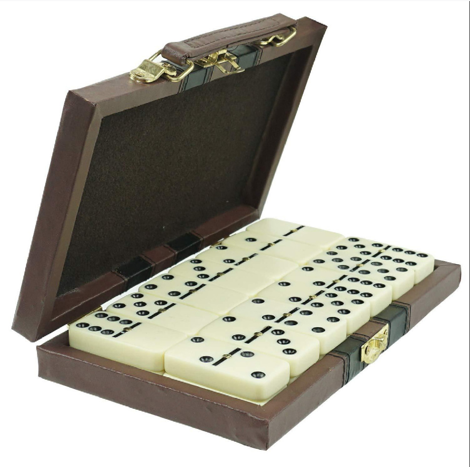 Juegos de mesa transfronterizos de varios tamaños de melamina domino28 doble caja de madera de domino