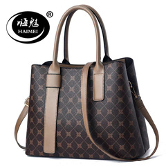 斜挎包2022新款氣質女士手提包通勤軟皮大容量托特包pu壓花單肩