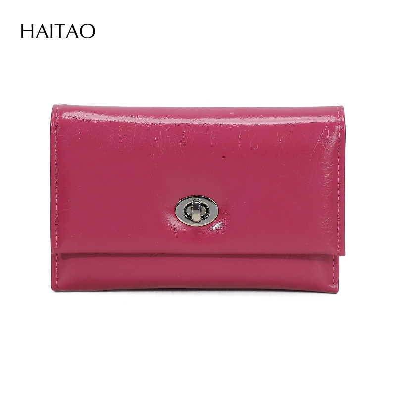 Nuevo tipo de billetera de mujer transfronteriza tres plegables cera de aceite billetera de cuero de gran capacidad multi-tarjeta de alta calidad billetera de cambio para mujeres