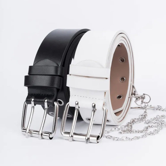Cross-border Punk Belt Women's Decoration All-match Niche Design Sense Chain Jeans with Air Eye Belt Rivet Decoration