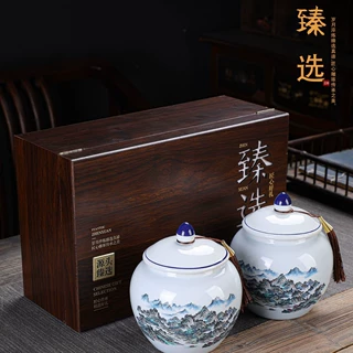 陶瓷茶叶储物罐子厨房家具储物罐子伴手礼商务礼品套装定制logo