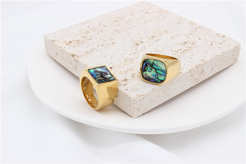1 Piece Quantity Daily, Street Occasion Casual Simple Style Geometric 304 Stainless Steel Shell 18K Gold Plated Men's Rings