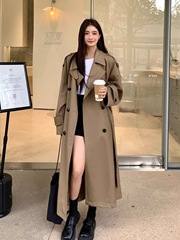 中长款风衣外套女2025年早秋季新款廓形时尚感过膝韩系英伦风大衣