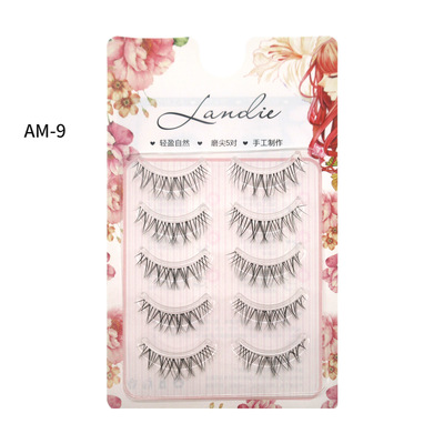 透明梗假睫毛女浓密卷翘可分段式磨尖交叉睫毛自然透明细梗现货