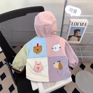 2024 New Style Girl's Rush Clothes Coat Spring and Autumn Children's Autumn Clothing Baby Girl's Fashionable Hooded Top Trendy