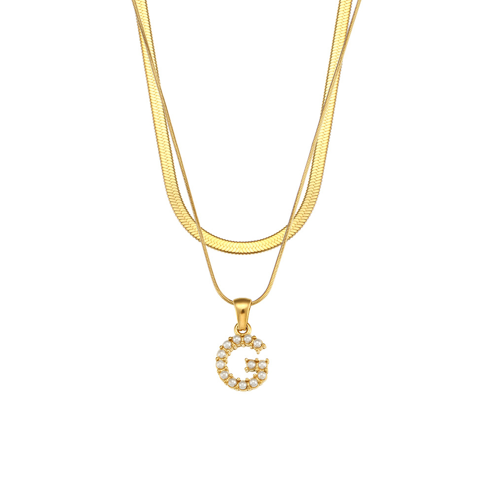 Lady Letter Stainless Steel Necklace Plating Artificial Pearls Stainless Steel Necklaces