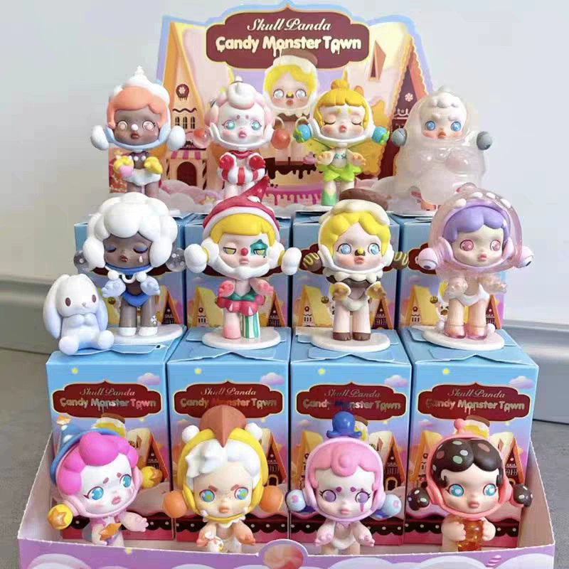 Blind box коллекционная POPMART Skullpanda Candy Monster Town, 12 дизайнов, милые виниловые фигурки