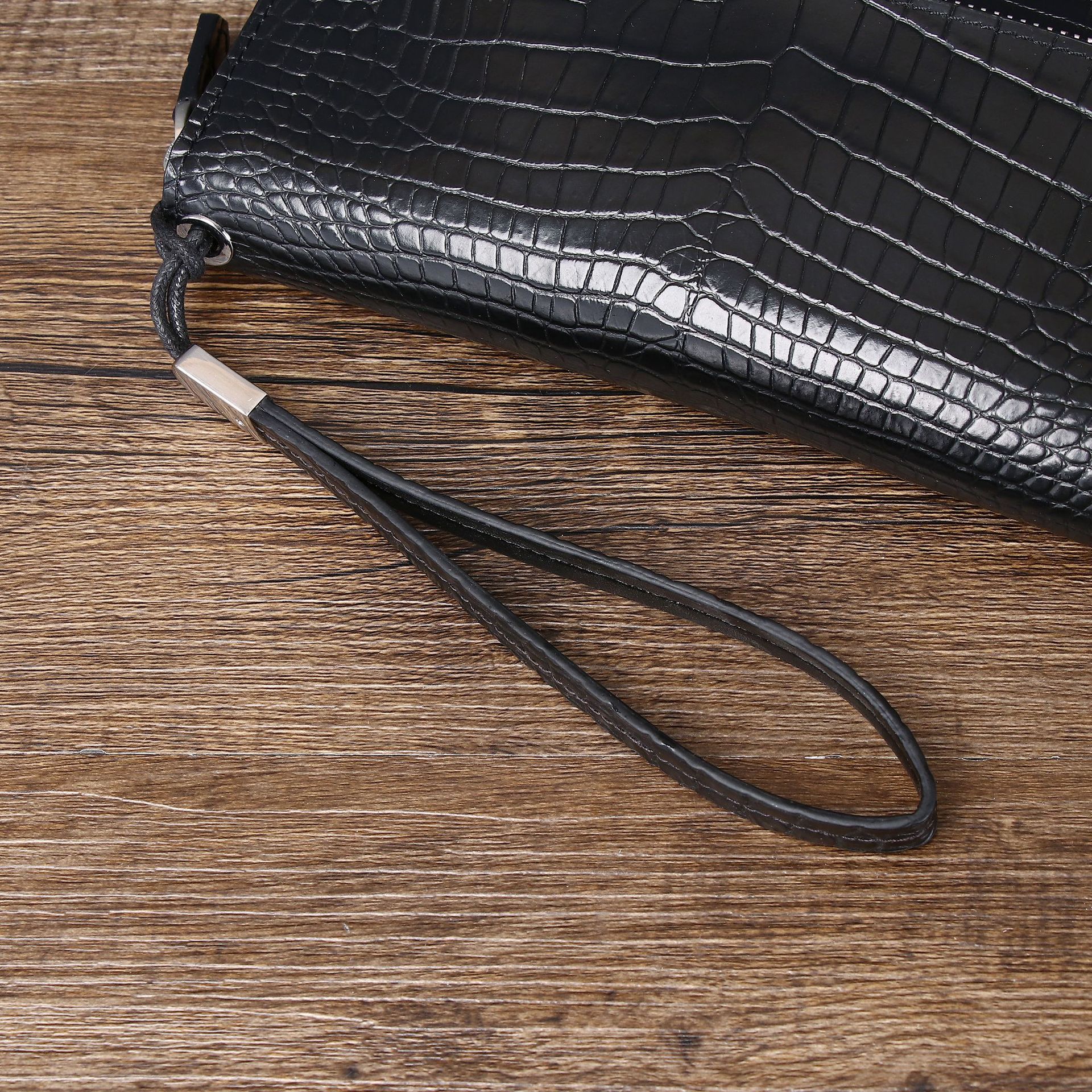 Ví dài nam họa tiết vảy cá sấu phong cách công sở thời trang, kiểu clutch cầm tay tiện lợi chi tiết 4