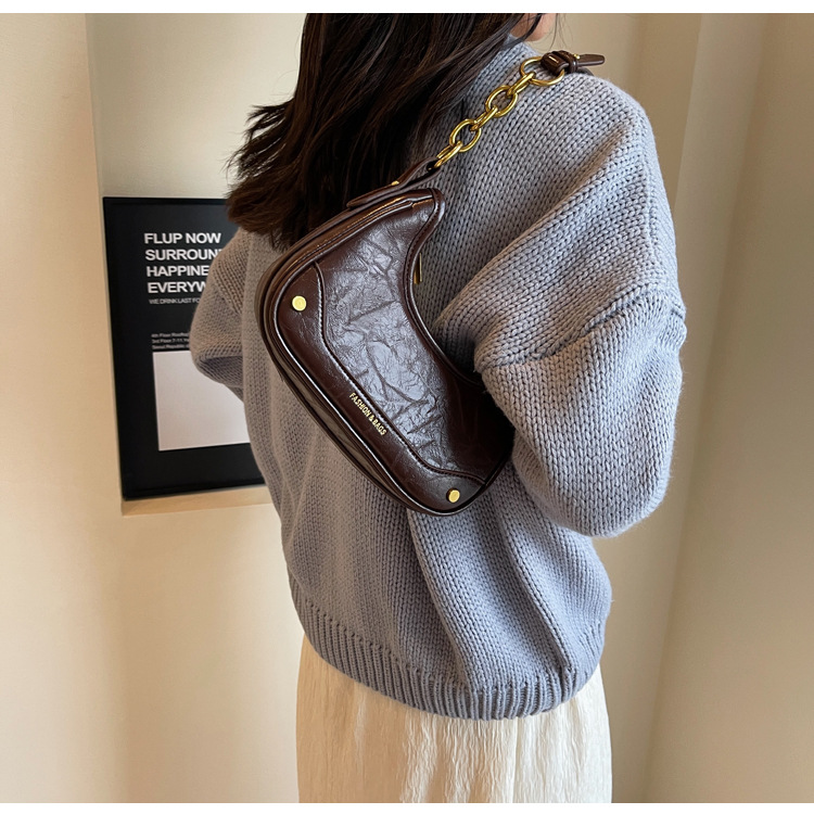 Stylish Crackle Pattern Women's Shoulder Bag With Chain Strap_voghion.com