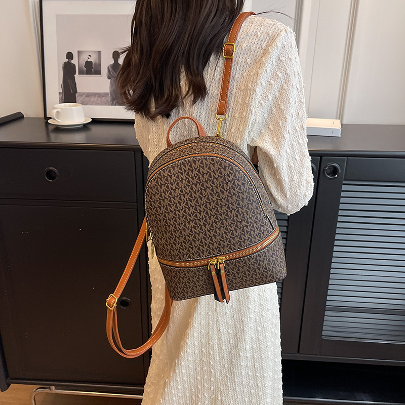 New Women's Backpack Fashion Trend Letter Backpack Textial Travel Bag Western Style Campus Student Schoolbag