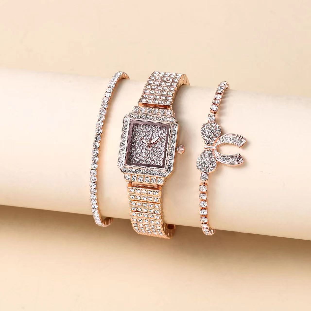 Nei waarm Moud einfach Diamant kleng quadratesch Auer Moud dräideeleg Damen Auer Kaddobox Quarz Auer_voghion.com