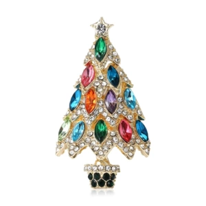 European and American New Christmas Tree Brooch Fashion Rhinestone Jewelry Alloy Enamel Enamel Brooch Versatile Pin Wholesale