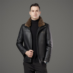Haining Genuine Leather Men's Whole Mink Mink Liner Removable Father's Fur One-piece Winter Warm Jacket Thick