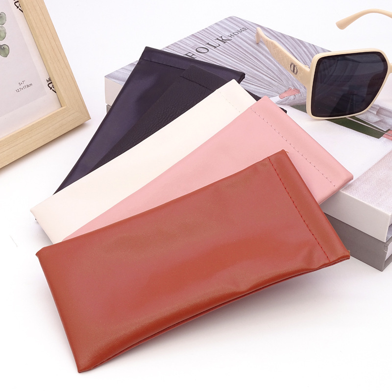 Glasses Bag, Sunglasses, Sunglasses, Men's and Women's Storage Cover, Shrapnel Mouth, Automatic Closing Glasses Storage Bag, Leather Glasses Bag