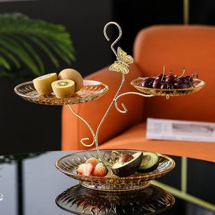 Cake British Accessible Luxury Scandinavian Snack Creative Fruit Plate Afternoon Tea Plate Plate Rack Three-Layer Multi-Layer Dessert Table Skewer Plate