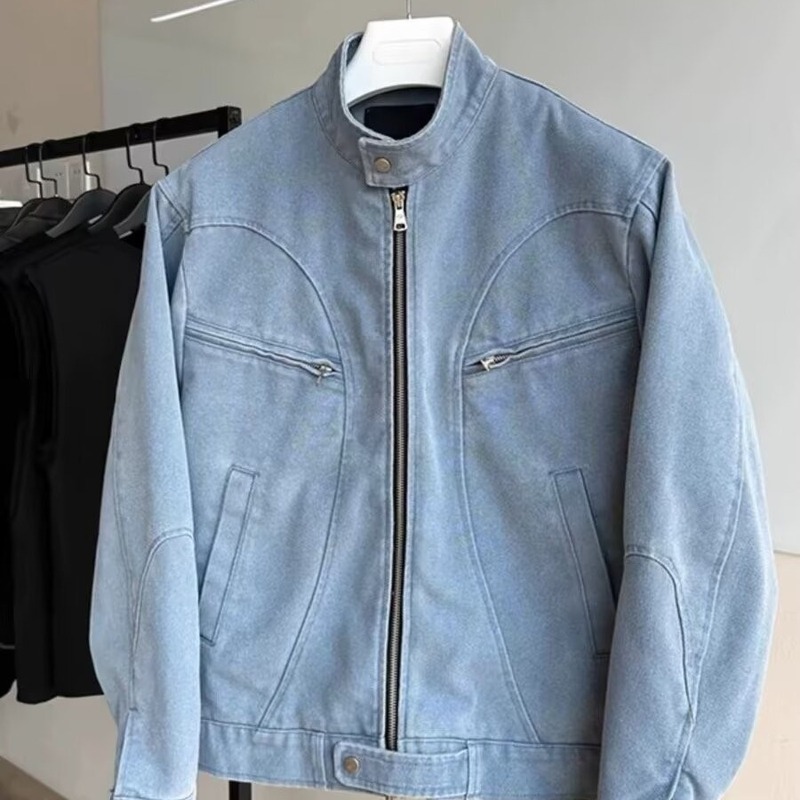 美式复古拉链工装外套男士潮流夹克春秋新款飞行员棒球服潮牌上衣|undefined