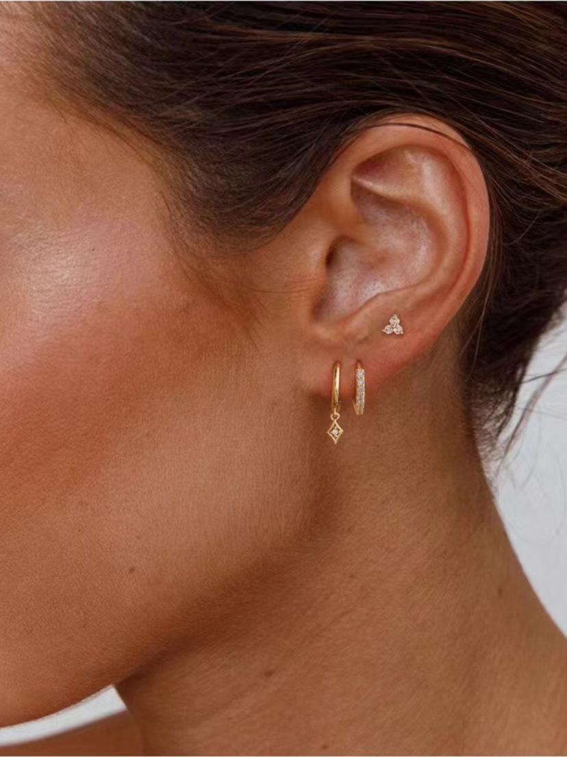 Eight-pointed Star Drop Earrings With Zircon For Women Luxury Style_voghion.com