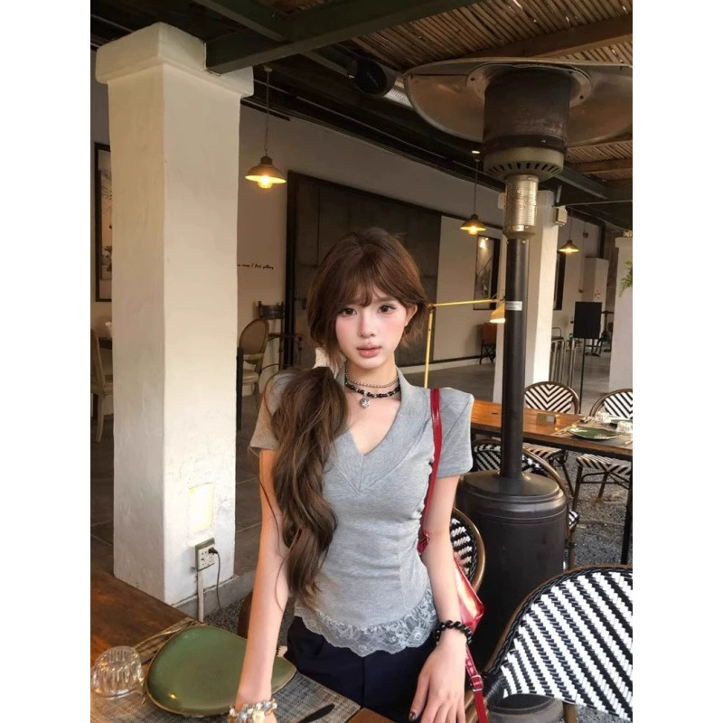 [210 г 40 тонких хлопчатобумажных 1*1] Чистый ветровой кружевной подушечки с короткими рукавами и футболкой с короткими рукавами