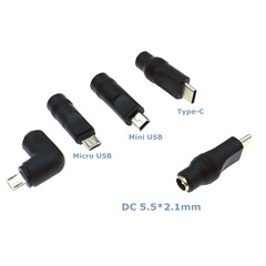 DC5.5*2.1mm female to Type-c/mini/Micro/USB male Android interface mobile phone adapter