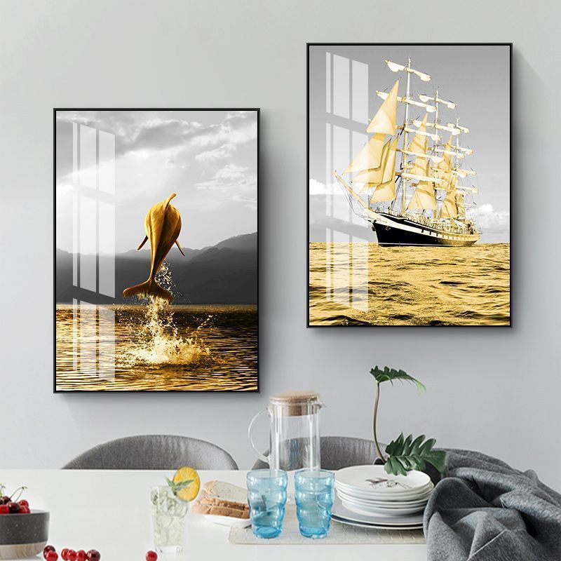 Pintura decorativa de comedor simple mesa de comedor cuelga pinturas de porcelana de cristal de fondo pinturas murales sin perforación