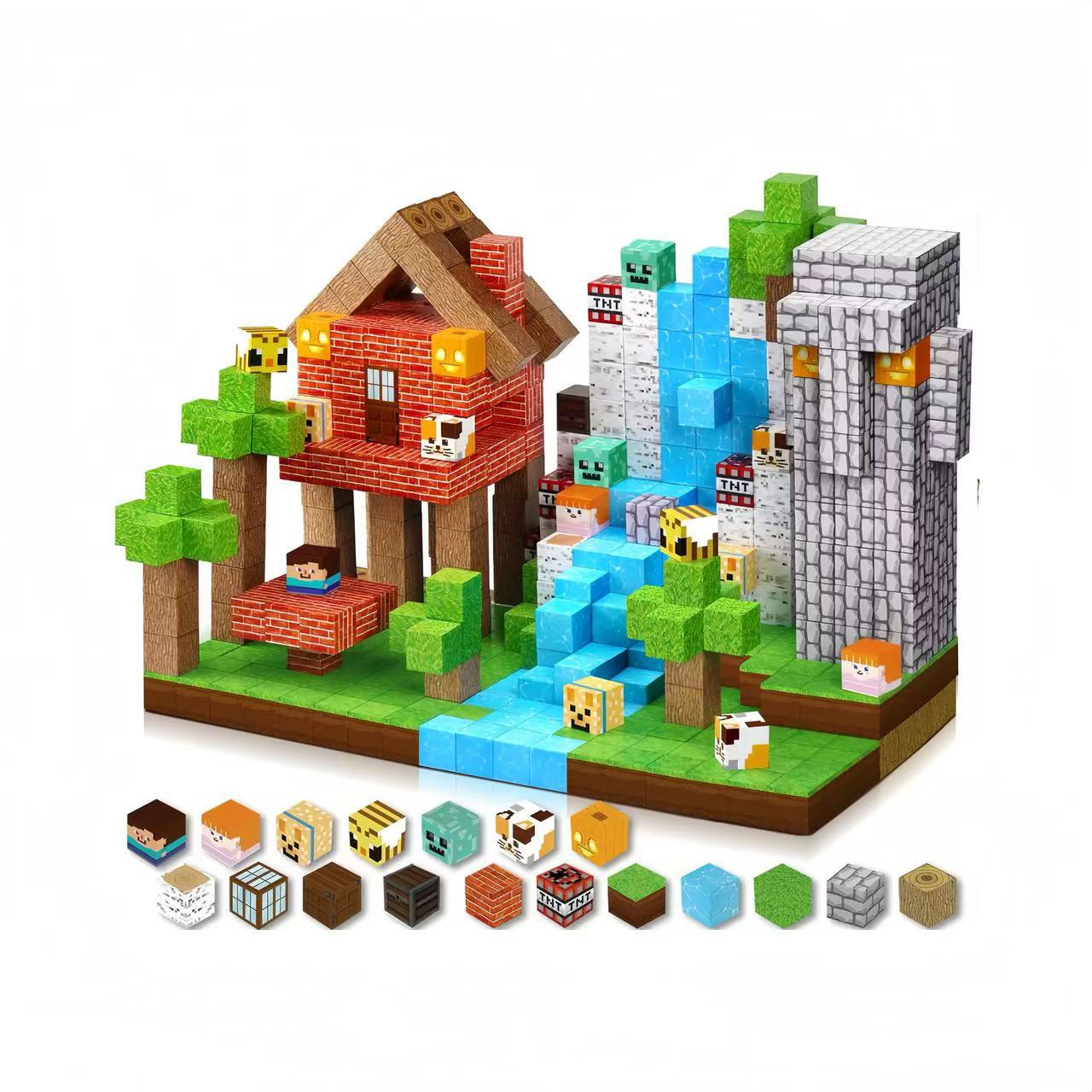 Transfronterizo Amazon MC My Cube World Juego de bloques de construcción magnética Bosque primitivo Partículas magnéticas Juguetes magnéticos