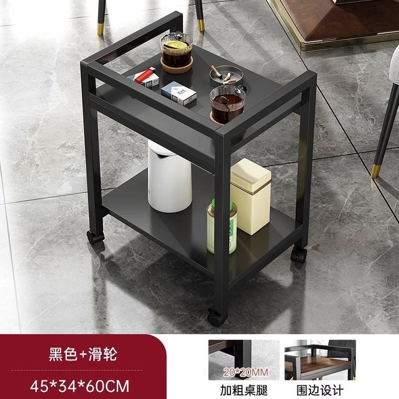 Mesa de mahjong, tabla de té, estante de té de doble capa, estante de almacenamiento especial para sala de ajedrez y tarjetas, mesa de té móvil