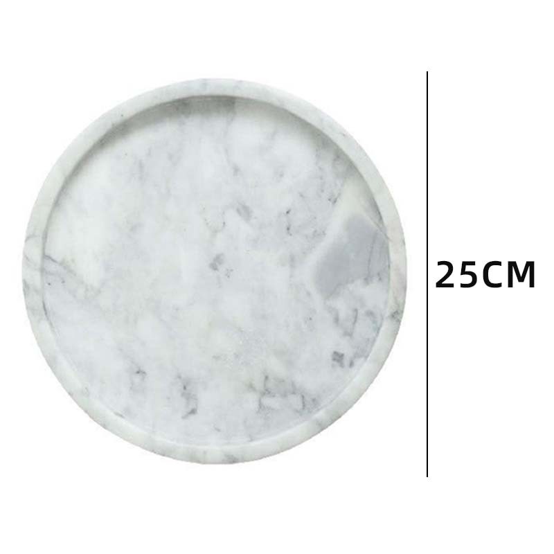 Estilo nórdico decorativo bandeja de mármol natural disco pequeño postre Placa de almacenamiento decoración Placa de visualización